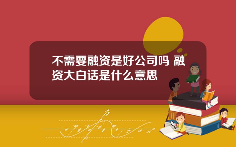不需要融资是好公司吗 融资大白话是什么意思